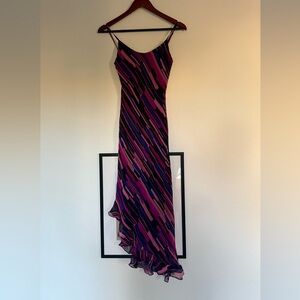 Betsey Johnson silk Y2K vintage Asymmetrical Dress in Pink and Purple
